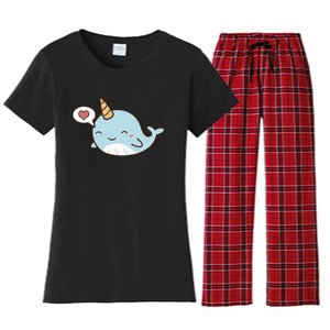 Narwhal Unicorn Of The Sea Kids Women Gifts Women's Flannel Pajama Set