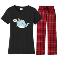 Narwhal Unicorn Of The Sea Kids Women Gifts Women's Flannel Pajama Set