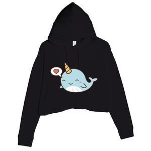 Narwhal Unicorn Of The Sea Kids Women Gifts Crop Fleece Hoodie