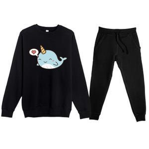 Narwhal Unicorn Of The Sea Kids Women Gifts Premium Crewneck Sweatsuit Set