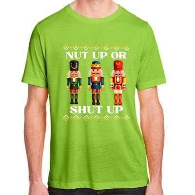 Nut Up Or Shut Up Funny & Tacky Embellished Nutcracker Xmas Adult ChromaSoft Performance T-Shirt