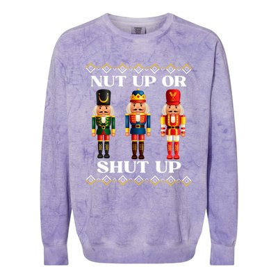 Nut Up Or Shut Up Funny & Tacky Embellished Nutcracker Xmas Colorblast Crewneck Sweatshirt