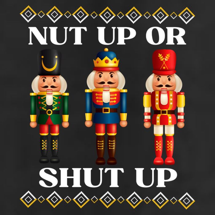 Nut Up Or Shut Up Funny & Tacky Embellished Nutcracker Xmas Trucker Hat