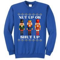 Nut Up Or Shut Up Funny & Tacky Embellished Nutcracker Xmas Sweatshirt