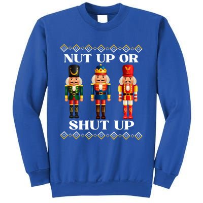 Nut Up Or Shut Up Funny & Tacky Embellished Nutcracker Xmas Sweatshirt