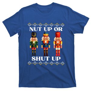 Nut Up Or Shut Up Funny & Tacky Embellished Nutcracker Xmas T-Shirt