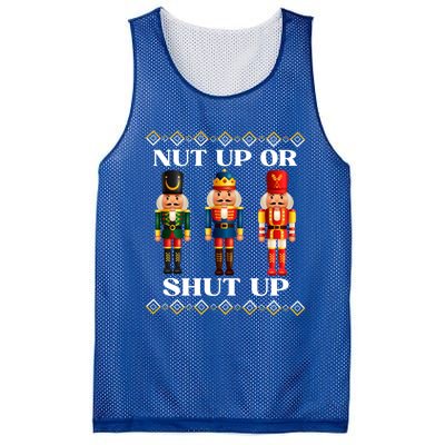 Nut Up Or Shut Up Funny & Tacky Embellished Nutcracker Xmas Mesh Reversible Basketball Jersey Tank