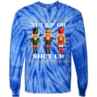 Nut Up Or Shut Up Funny & Tacky Embellished Nutcracker Xmas Tie-Dye Long Sleeve Shirt