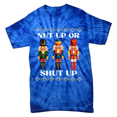 Nut Up Or Shut Up Funny & Tacky Embellished Nutcracker Xmas Tie-Dye T-Shirt