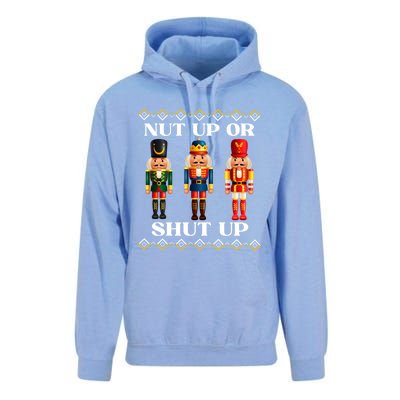 Nut Up Or Shut Up Funny & Tacky Embellished Nutcracker Xmas Unisex Surf Hoodie