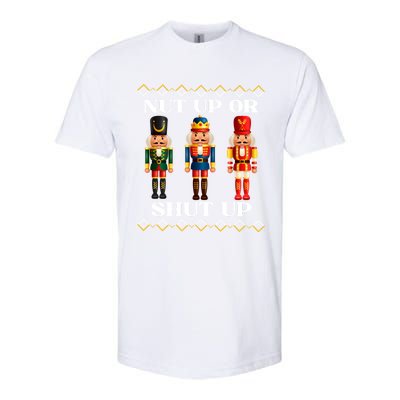 Nut Up Or Shut Up Funny & Tacky Embellished Nutcracker Xmas Softstyle CVC T-Shirt