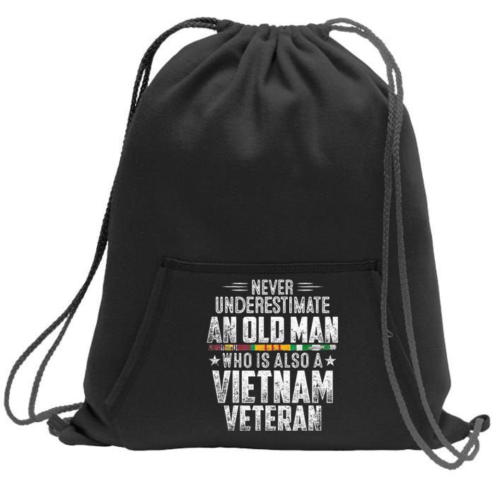 Never Underestimate OLD MAN Vietnam Veteran Dad Grandpa Sweatshirt Cinch Pack Bag