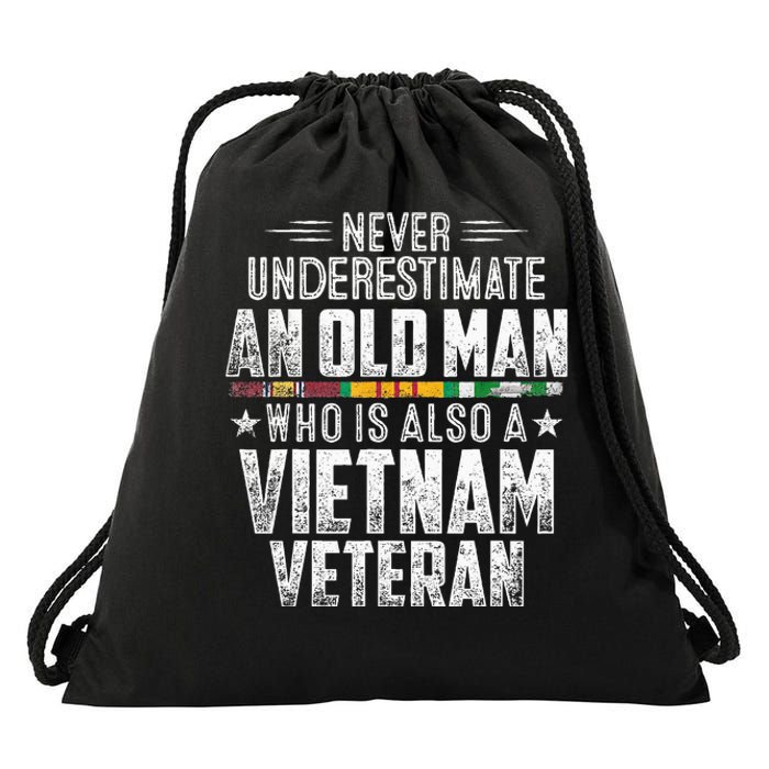 Never Underestimate OLD MAN Vietnam Veteran Dad Grandpa Drawstring Bag