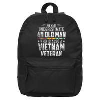 Never Underestimate OLD MAN Vietnam Veteran Dad Grandpa 16 in Basic Backpack