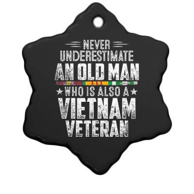 Never Underestimate OLD MAN Vietnam Veteran Dad Grandpa Ceramic Star Ornament