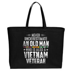 Never Underestimate OLD MAN Vietnam Veteran Dad Grandpa Cotton Canvas Jumbo Tote