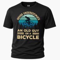 Never Underestimate Old Guy On Bicycle Cooling Performance Crew T-Shirt