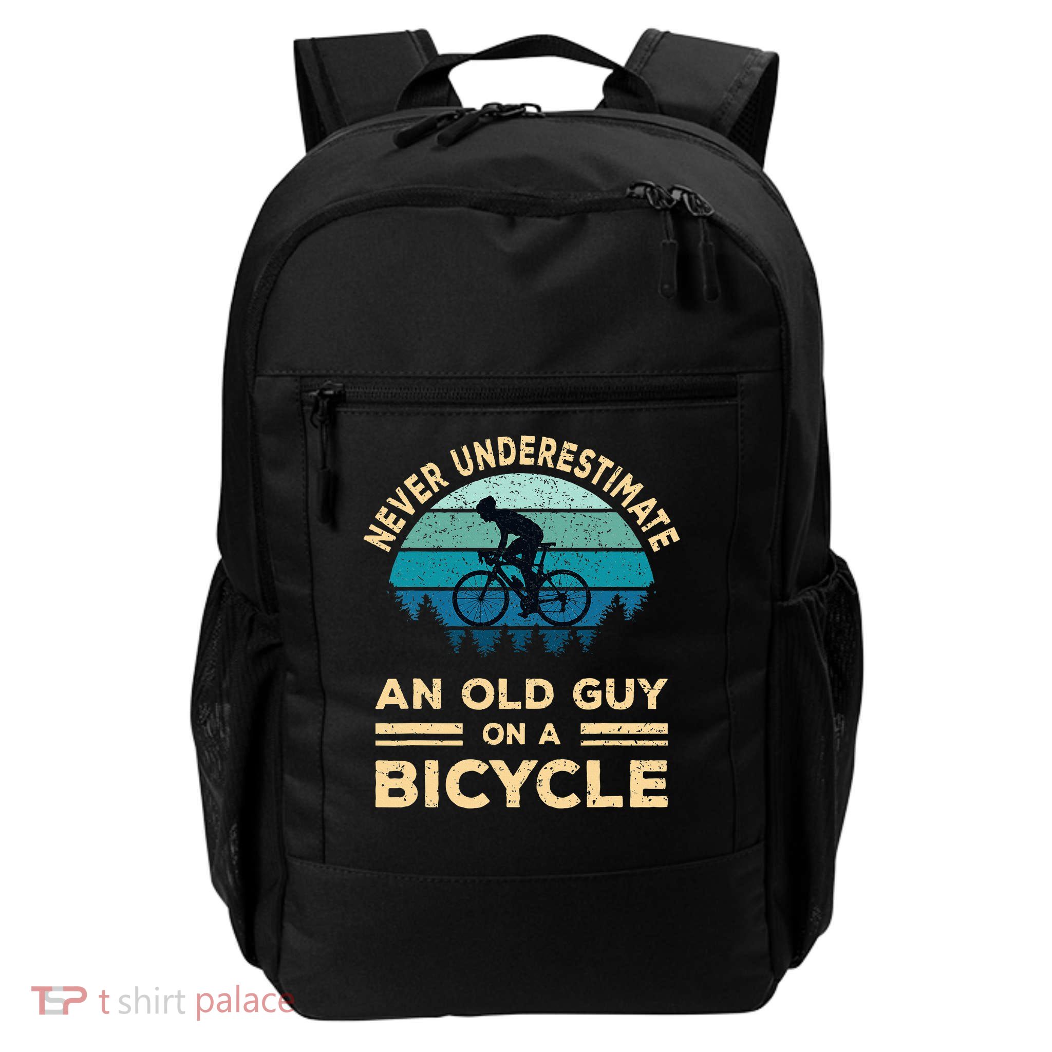 Never Underestimate Old Guy On Bicycle Backpack