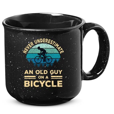 Never Underestimate Old Guy On Bicycle 15oz Campfire Ceramic Mug