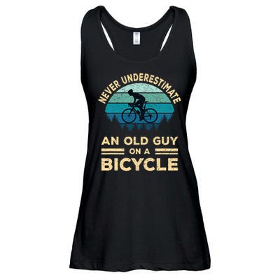 Never Underestimate Old Guy On Bicycle Ladies Essential Flowy Tank