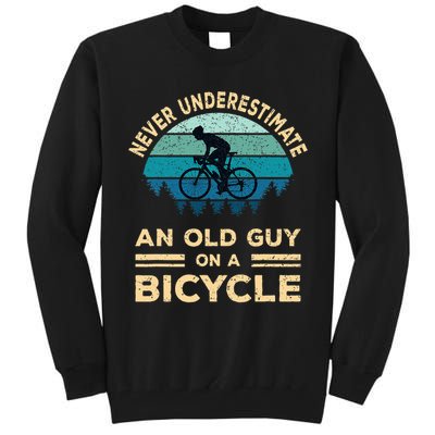 Never Underestimate Old Guy On Bicycle Tall Sweatshirt