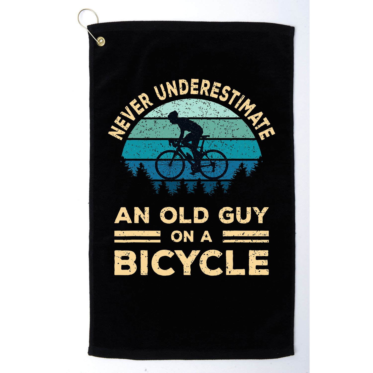 Never Underestimate Old Guy On Bicycle Golf Towel
