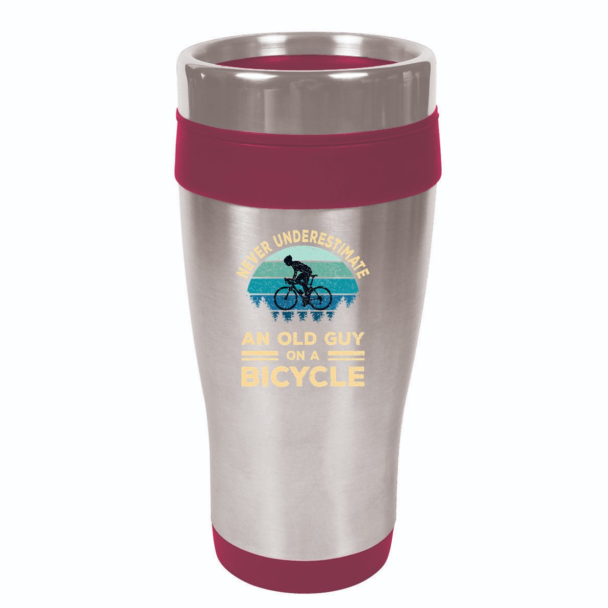 Never Underestimate Old Guy On Bicycle 16oz Travel Tumbler