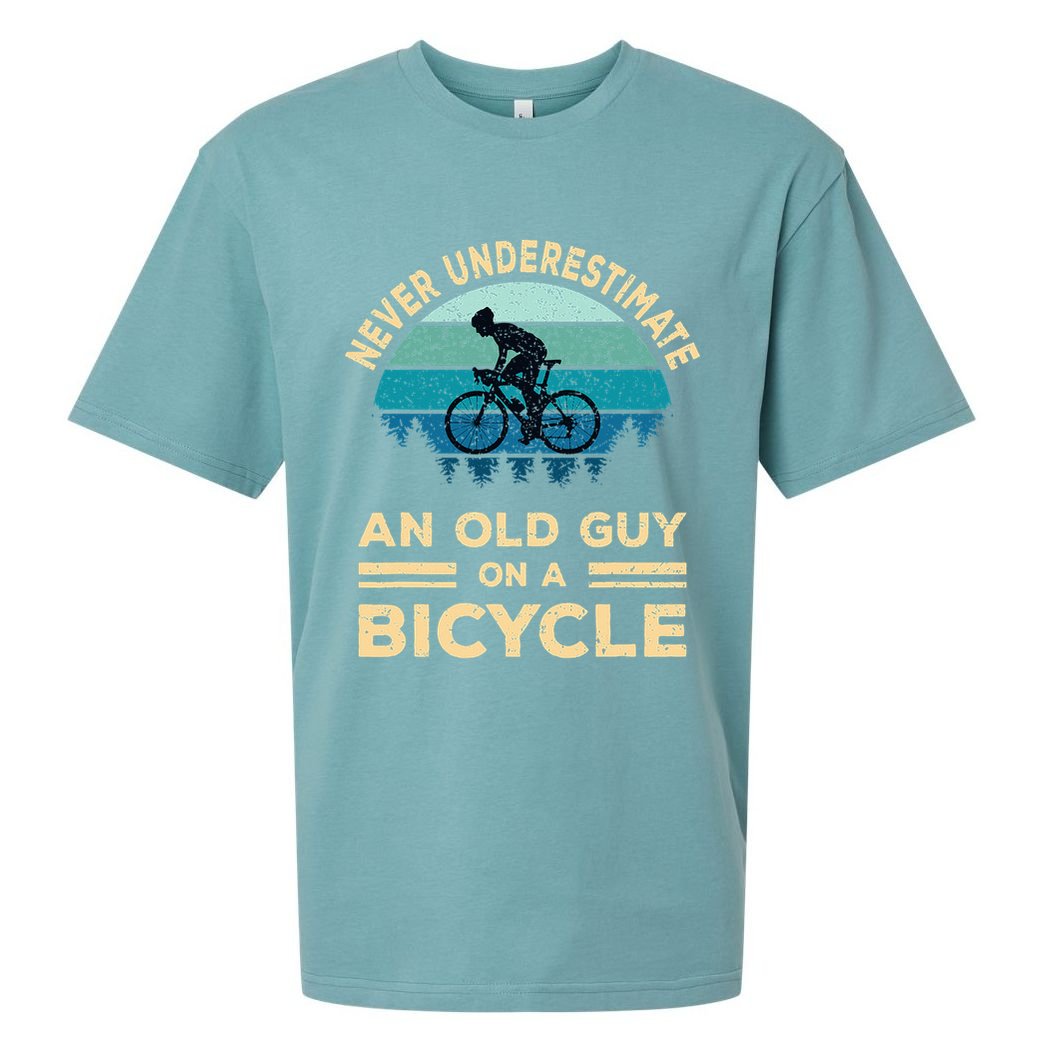 Never Underestimate Old Guy On Bicycle Sueded Cloud Jersey T-Shirt