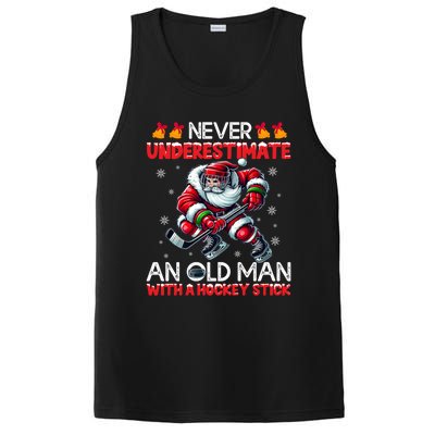 Never Underestimate Old Hockey Stick Santa Snowflakes Cute Gift PosiCharge Competitor Tank