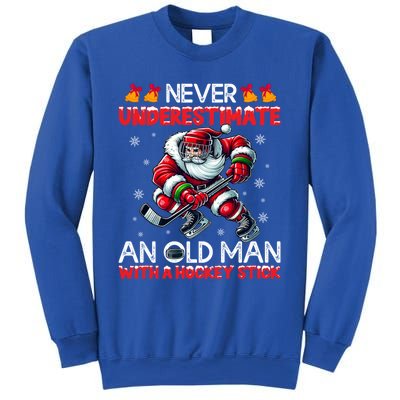 Never Underestimate Old Hockey Stick Santa Snowflakes Cute Gift Sweatshirt