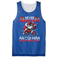 Never Underestimate Old Hockey Stick Santa Snowflakes Cute Gift Mesh Reversible Basketball Jersey Tank