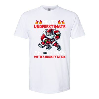 Never Underestimate Old Hockey Stick Santa Snowflakes Cute Gift Softstyle CVC T-Shirt