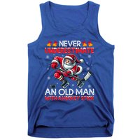 Never Underestimate Old Hockey Stick Santa Snowflakes Cool Gift Tank Top