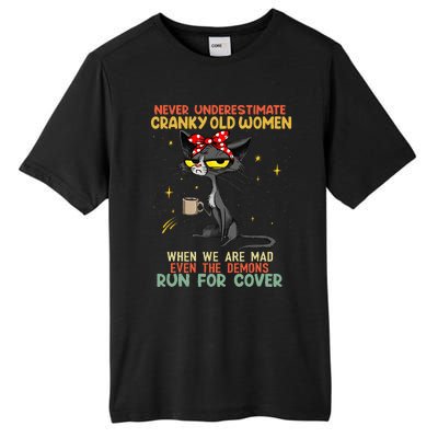 Never Underestimate Old Cranky Funny Cat Tall Fusion ChromaSoft Performance T-Shirt