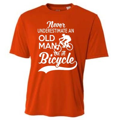 Never Underestimate Old Man Bicycle Cooling Performance Crew T-Shirt