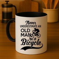 Never Underestimate Old Man Bicycle Mug