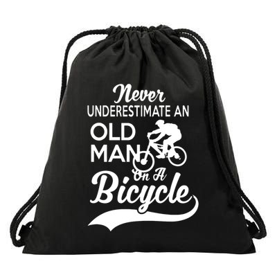 Never Underestimate Old Man Bicycle Drawstring Bag
