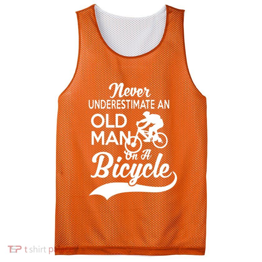 Never Underestimate Old Man Bicycle Mesh Reversible Basketball Jersey Tank