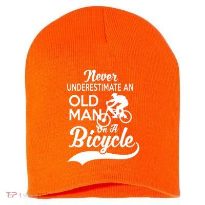 Never Underestimate Old Man Bicycle Short Acrylic Beanie