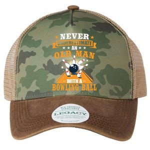 Never Underestimate Old Man Bowling Ball Bowler Bowling Legacy Tie Dye Trucker Hat