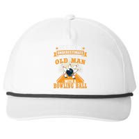 Never Underestimate Old Man Bowling Ball Bowler Bowling Snapback Five-Panel Rope Hat