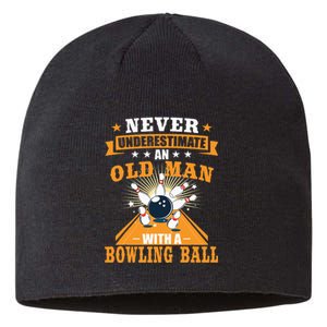 Never Underestimate Old Man Bowling Ball Bowler Bowling Sustainable Beanie