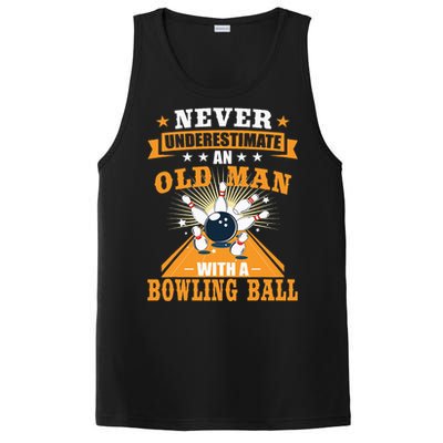 Never Underestimate Old Man Bowling Ball Bowler Bowling PosiCharge Competitor Tank