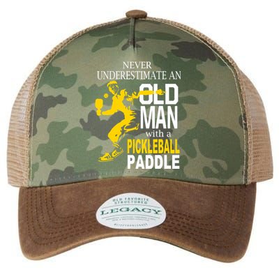 Never Underestimate Old Man With Pickleball Paddle Legacy Tie Dye Trucker Hat