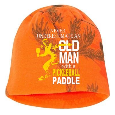 Never Underestimate Old Man With Pickleball Paddle Kati - Camo Knit Beanie