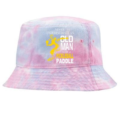 Never Underestimate Old Man With Pickleball Paddle Tie-Dyed Bucket Hat