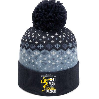 Never Underestimate Old Man With Pickleball Paddle The Baniff Cuffed Pom Beanie