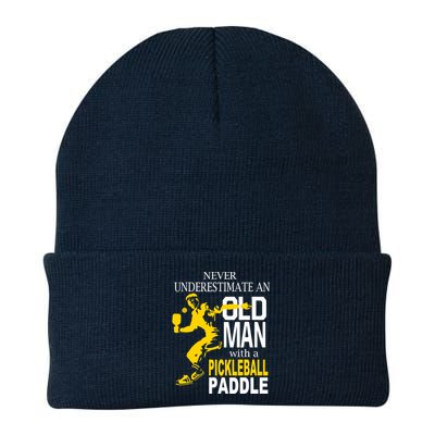 Never Underestimate Old Man With Pickleball Paddle Knit Cap Winter Beanie