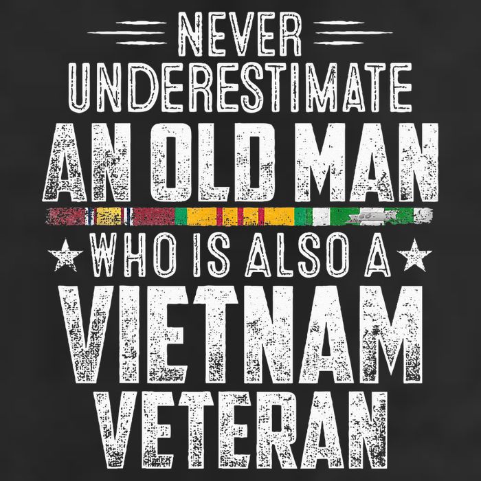 Never Underestimate OLD MAN Vietnam Veteran Dad Grandpa 7 Panel Mesh Trucker Snapback Hat