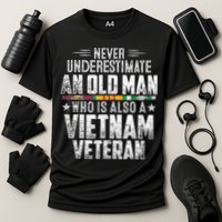 Never Underestimate OLD MAN Vietnam Veteran Dad Grandpa Cooling Performance Crew T-Shirt